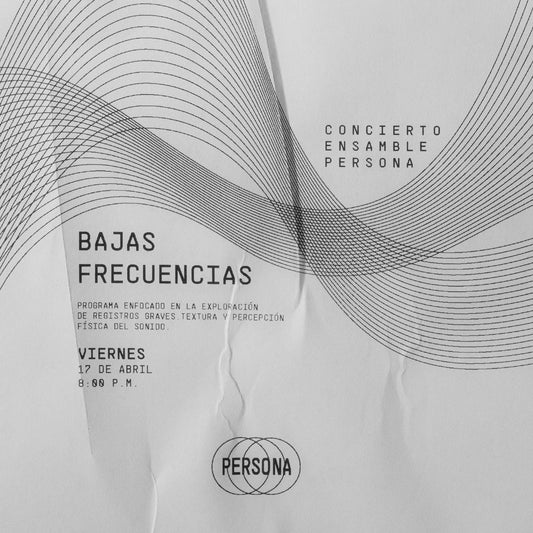 Persona presenta: Concierto Ensamble Persona - Viernes 17 de abril 2026 - Bajas frecuencias. PERSONA es un bar en el centro de Medellín que acoge en sus adentros una sala de músicas actuales. El bar es un espacio independiente de la sala de conciertos y no requiere reserva. Nuestra sala de conciertos está enfocada en la música de vanguardia o en la mirada actual de músicas antiguas. Bar y Sala de músicas actuales - Cra. 42 #46-46, Centro de Medellín.